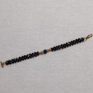 Hand Beaded Bracelet in Jeweled Iridescent Tones